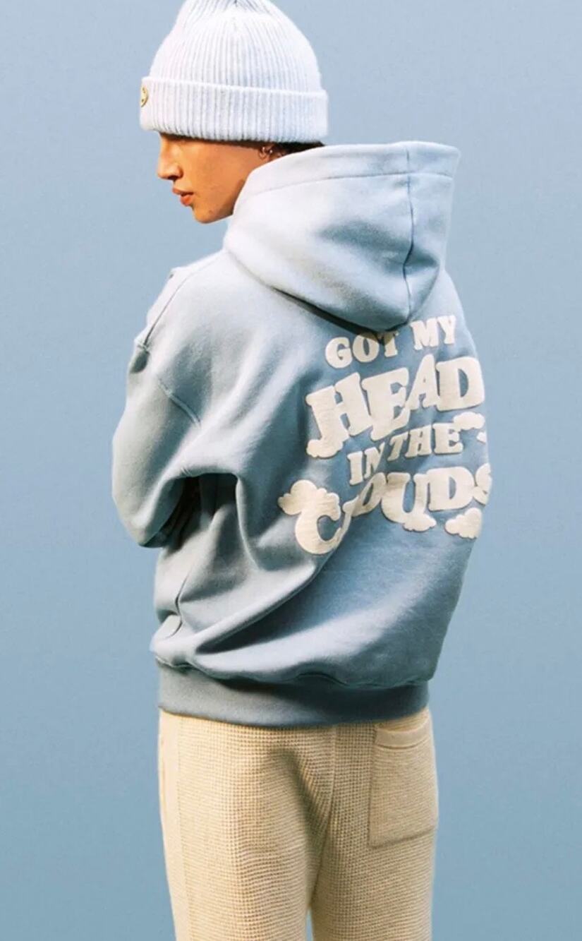 Nude Project Head In The Clouds Baby Blue Hoodie Sweatshirt Unisex Size Small